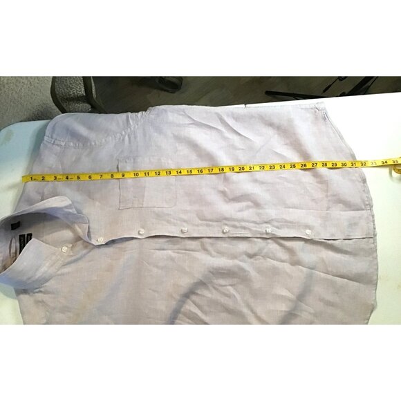 SAKS FIFTH AVENUE- MENS PURPLE CLASSIC FIT BUTTON DOWN 100% LINEN SIZE X-LARGE - Picture 7 of 8